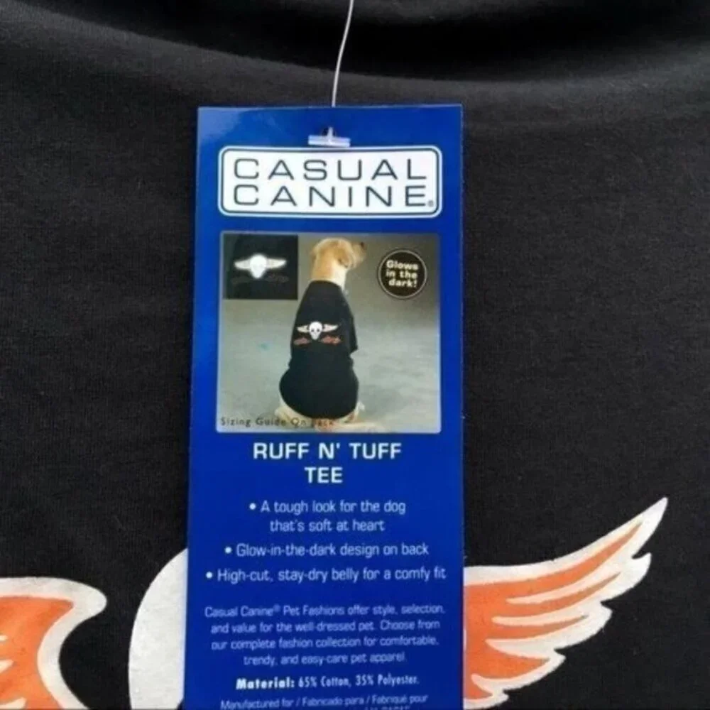 Casual Canine Ruff-N-Tuff Biker Skull Dog Shirt Size Large NEW